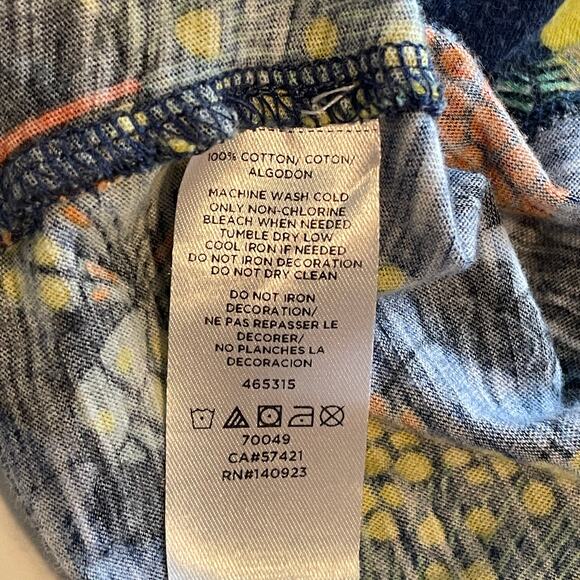 LOFT Floral Hummingbird Tee Womens Medium Navy Colorful Casual Cotton Knit Top - Picture 6 of 8